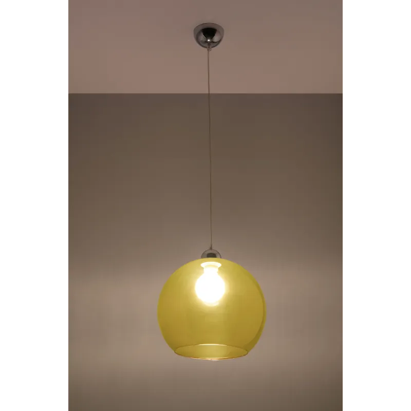 Suspension BALL, verre/acier, jaune/chrome, E27 - Pas cher