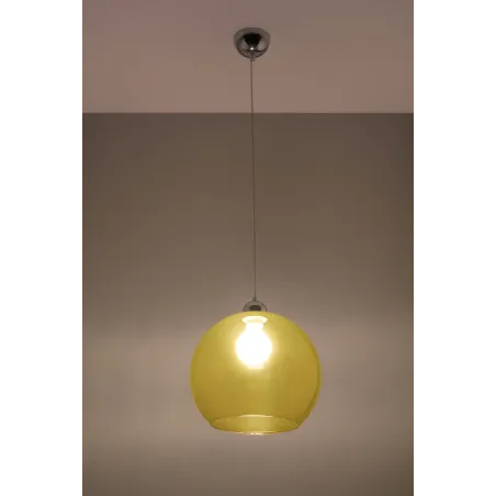 Suspension BALL, verre/acier, jaune/chrome, E27 - Pas cher