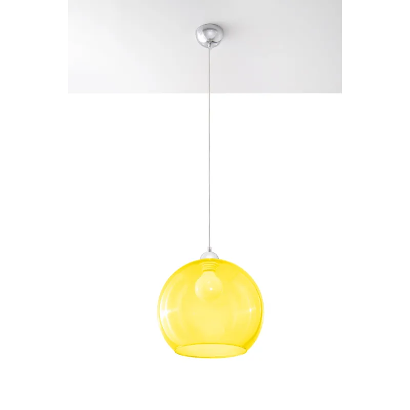 Suspension BALL, verre/acier, jaune/chrome, E27 - Pas cher