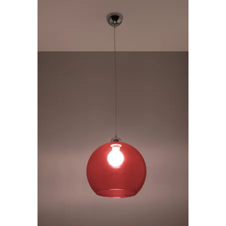Suspension BALL, verre/acier, rouge/chrome, E27 - Pas cher