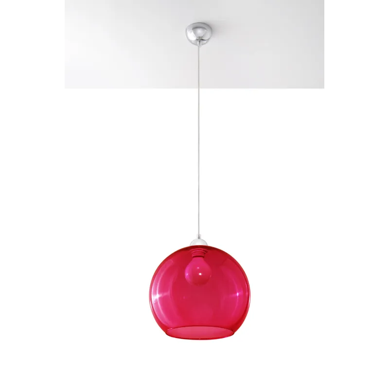 Suspension BALL, verre/acier, rouge/chrome, E27 - Pas cher