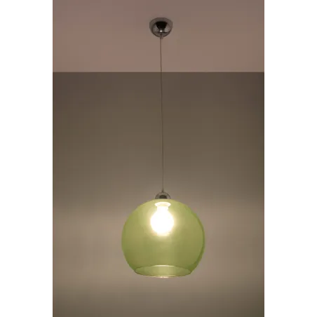 Suspension BALL, verre/acier, vert/chrome, E27 - Pas cher