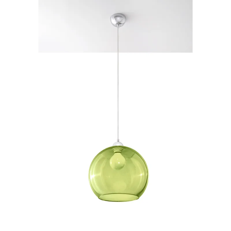 Suspension BALL, verre/acier, vert/chrome, E27 - Pas cher