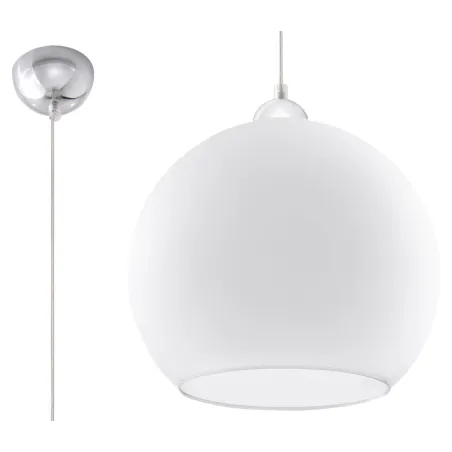 Suspension BALL, verre/acier, blanc/chrome, E27 - Pas cher