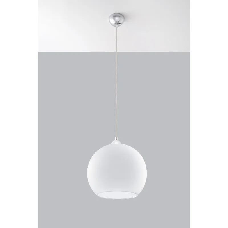 Suspension BALL, verre/acier, blanc/chrome, E27 - Pas cher