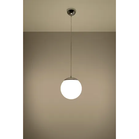 Suspension UGO 20, verre/acier, blanc/chrome, E27 - Pas cher