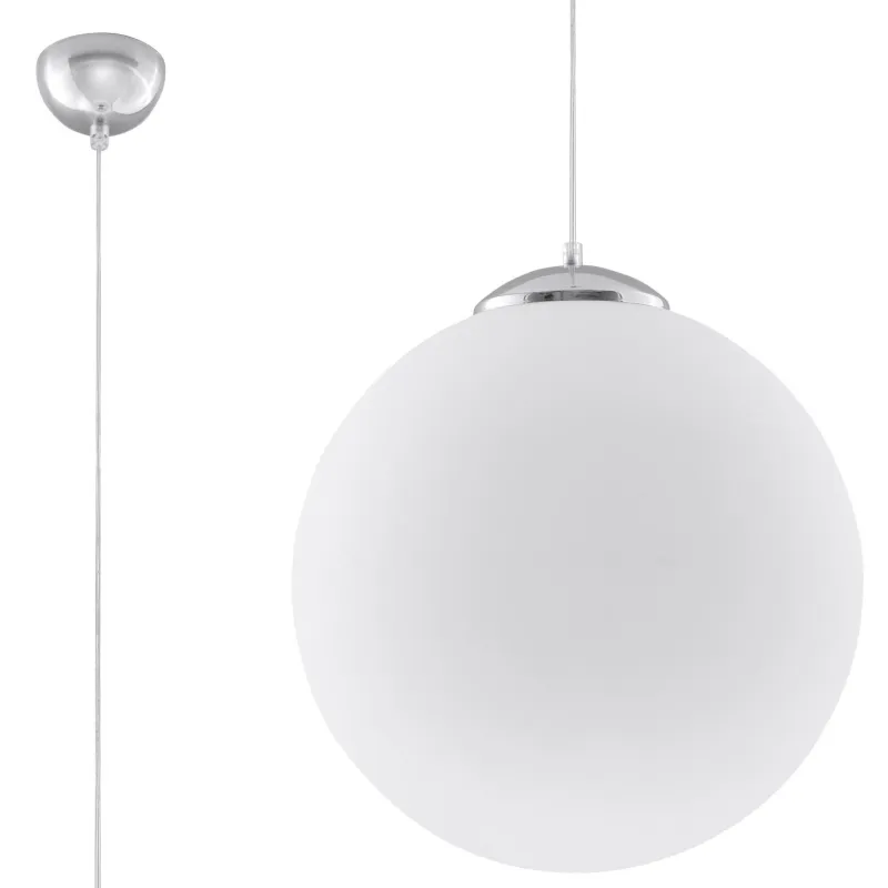 Suspension UGO 30, verre/acier, blanc/chrome, E27 - Pas cher
