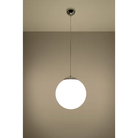 Suspension UGO 30, verre/acier, blanc/chrome, E27 - Pas cher