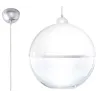 Suspension GINO, verre/acier, blanc/chrome, E27 - Pas cher