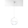 Suspension GINO, verre/acier, blanc/chrome, E27 - Pas cher
