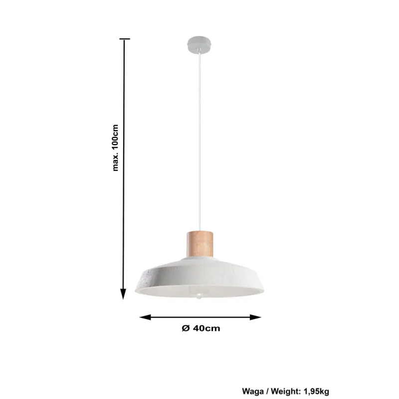 Suspension AFRA, béton/bois, blanc/naturel, E27 - Pas cher