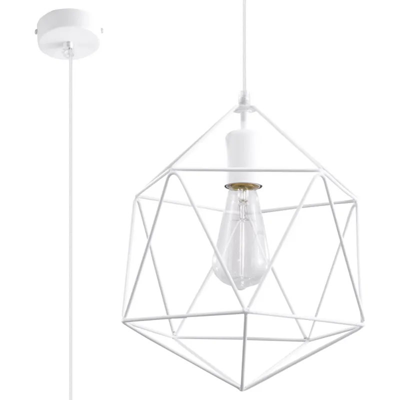 Suspension GASPARE, acier blanc, E27 - Pas cher
