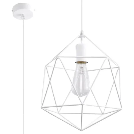 Suspension GASPARE, acier blanc, E27 - Pas cher