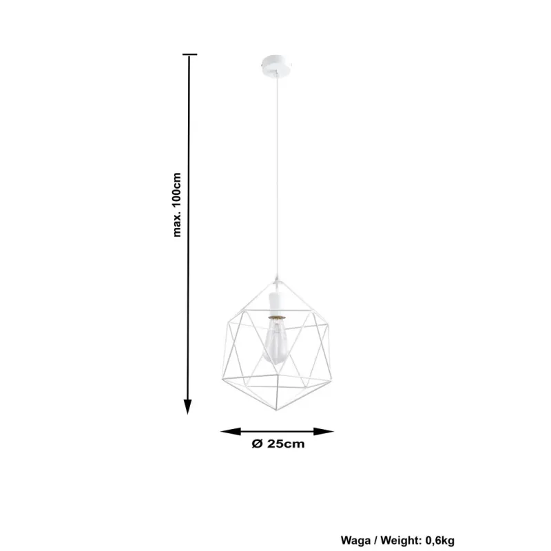 Suspension GASPARE, acier blanc, E27 - Pas cher
