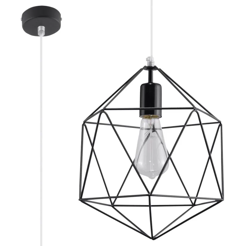 Suspension GASPARE, acier noir, E27 - Pas cher