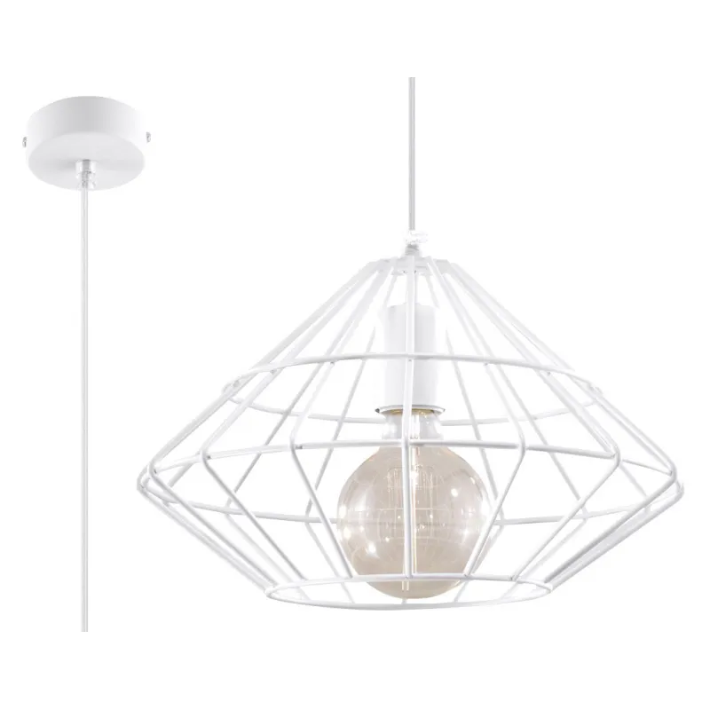 Suspension UMBERTO, acier blanc, E27 - Pas cher