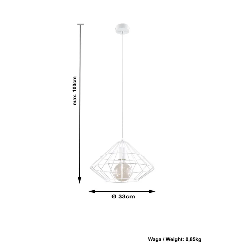 Suspension UMBERTO, acier blanc, E27 - Pas cher
