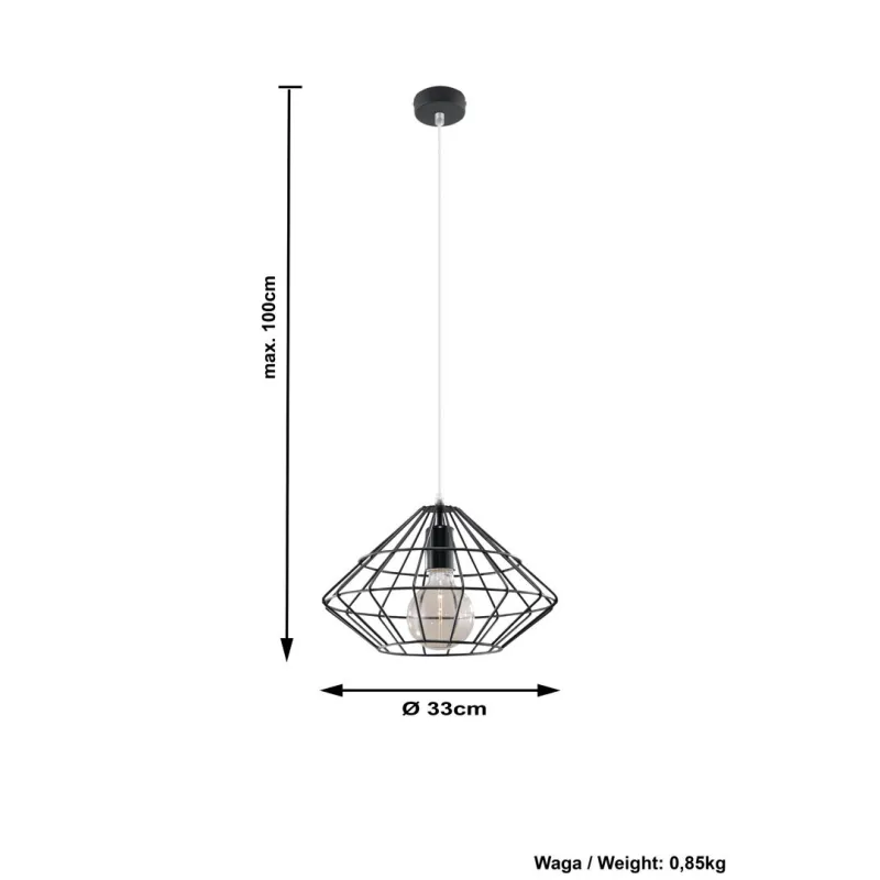 Suspension UMBERTO, acier noir, E27 - Pas cher