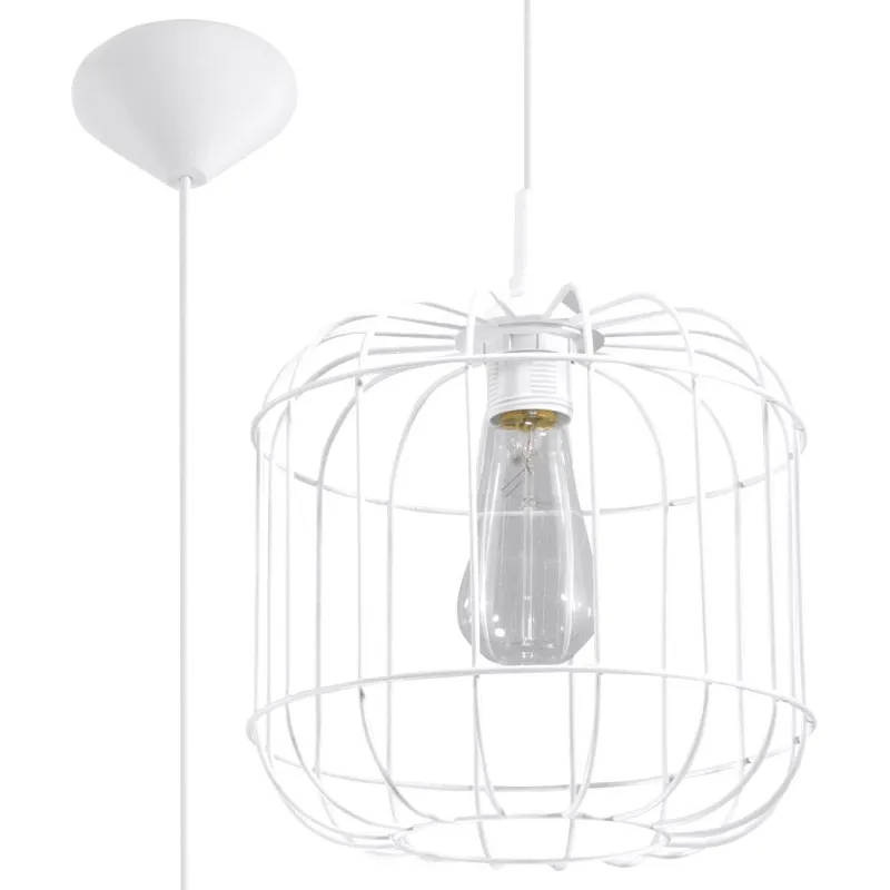 Suspension CELTA, acier blanc, E27 - Pas cher