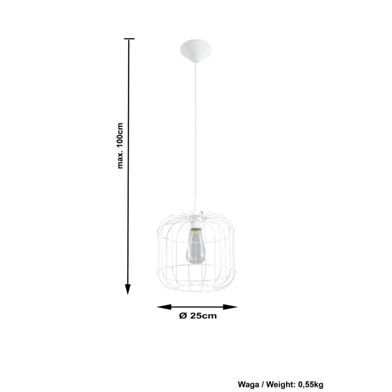 Suspension CELTA, acier blanc, E27 - Pas cher