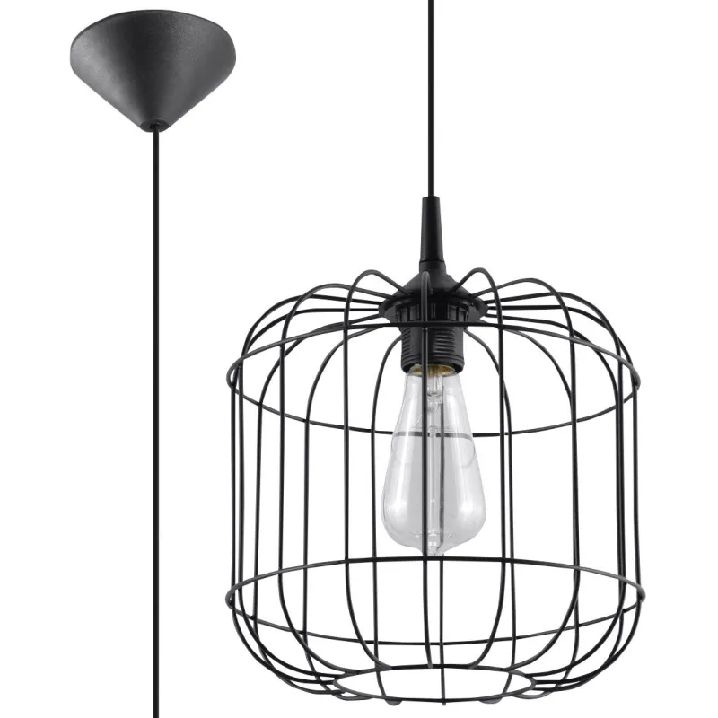 Suspension CELTA, acier noir, E27 - Pas cher