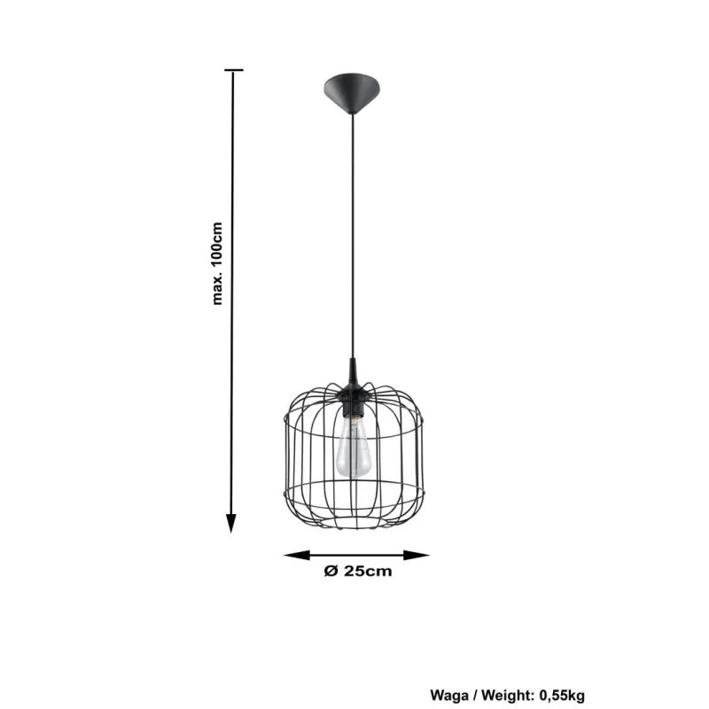 Suspension CELTA, acier noir, E27 - Pas cher