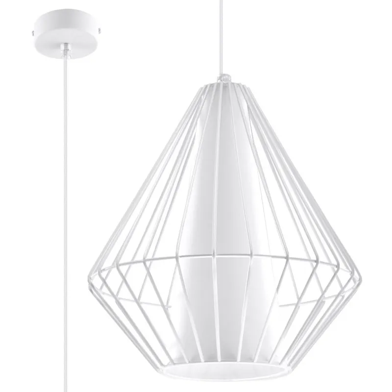 Suspension DEMI, acier/PVC, blanc, E27 - Pas cher