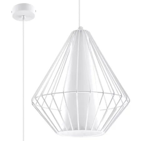 Suspension DEMI, acier/PVC, blanc, E27 - Pas cher