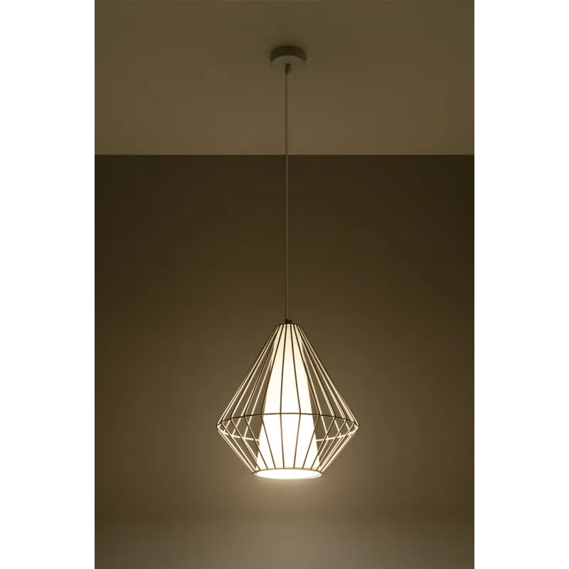 Suspension DEMI, acier/PVC, blanc, E27 - Pas cher