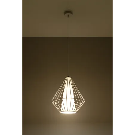 Suspension DEMI, acier/PVC, blanc, E27 - Pas cher