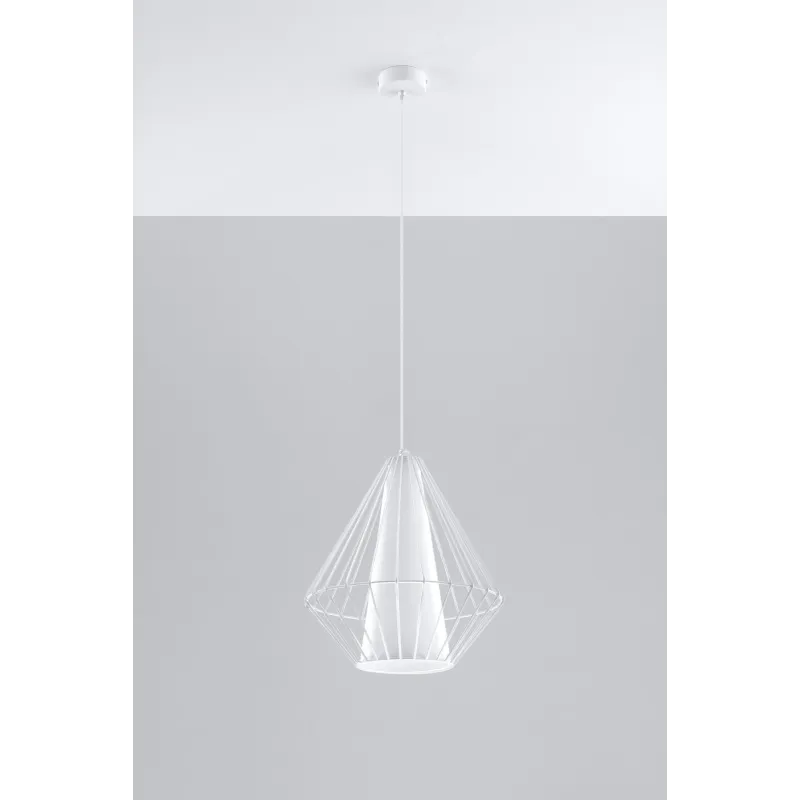 Suspension DEMI, acier/PVC, blanc, E27 - Pas cher