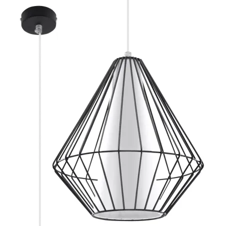 Suspension DEMI, acier/PVC, noir/blanc, E27 - Pas cher