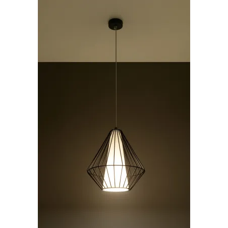 Suspension DEMI, acier/PVC, noir/blanc, E27 - Pas cher