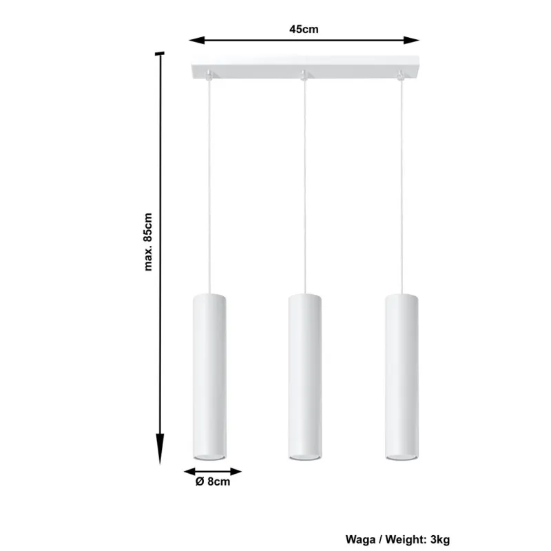 Suspension LAGOS 3, acier blanc, GU10 - Pas cher