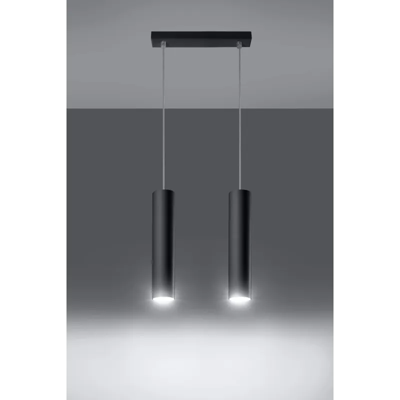 Suspension LAGOS 2, acier noir, GU10 - Pas cher