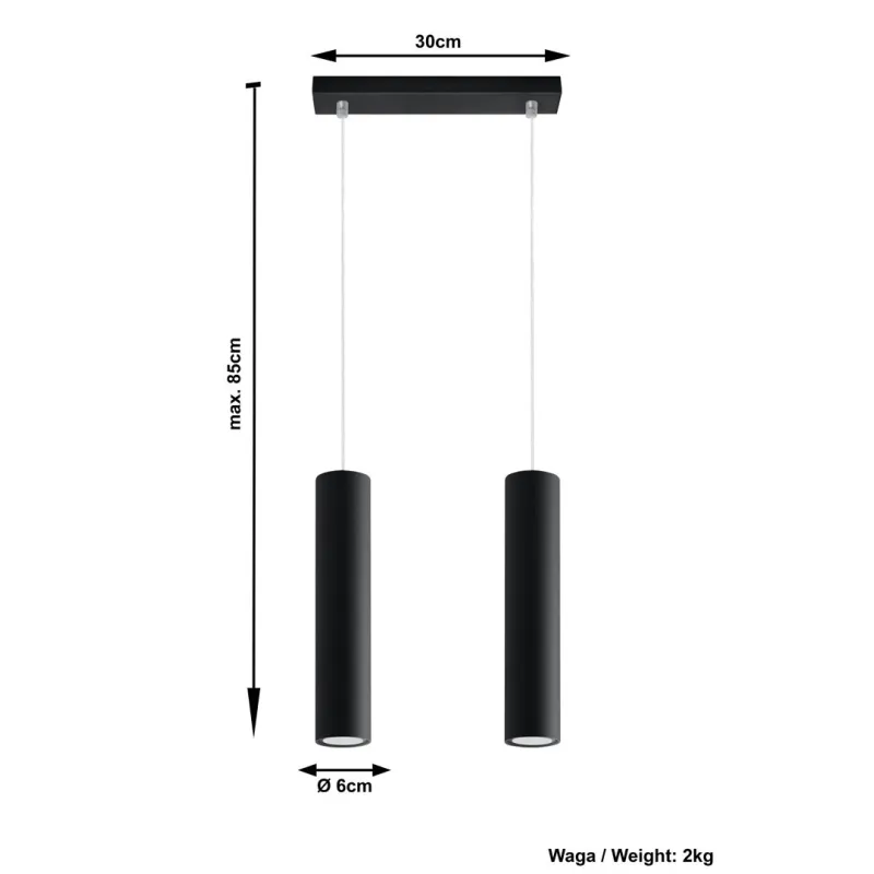 Suspension LAGOS 2, acier noir, GU10 - Pas cher