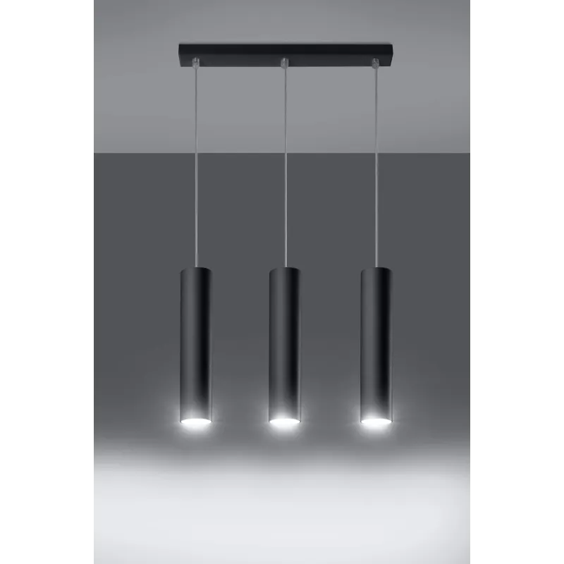 Suspension LAGOS 3, acier noir, GU10 - Pas cher