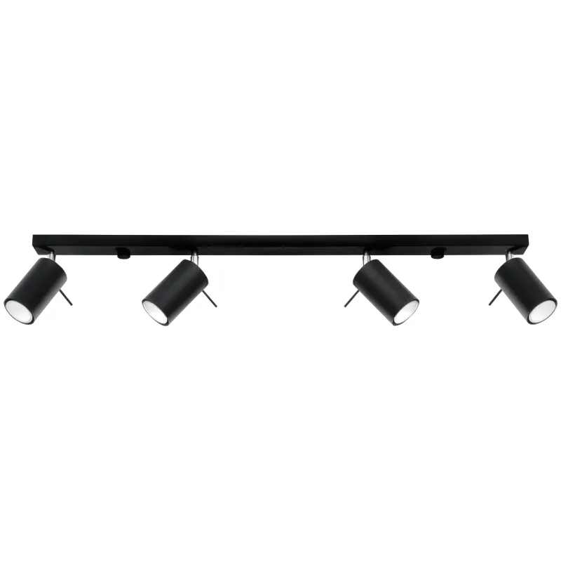 Plafonnier RING 4L, acier noir, GU10 - Pas cher
