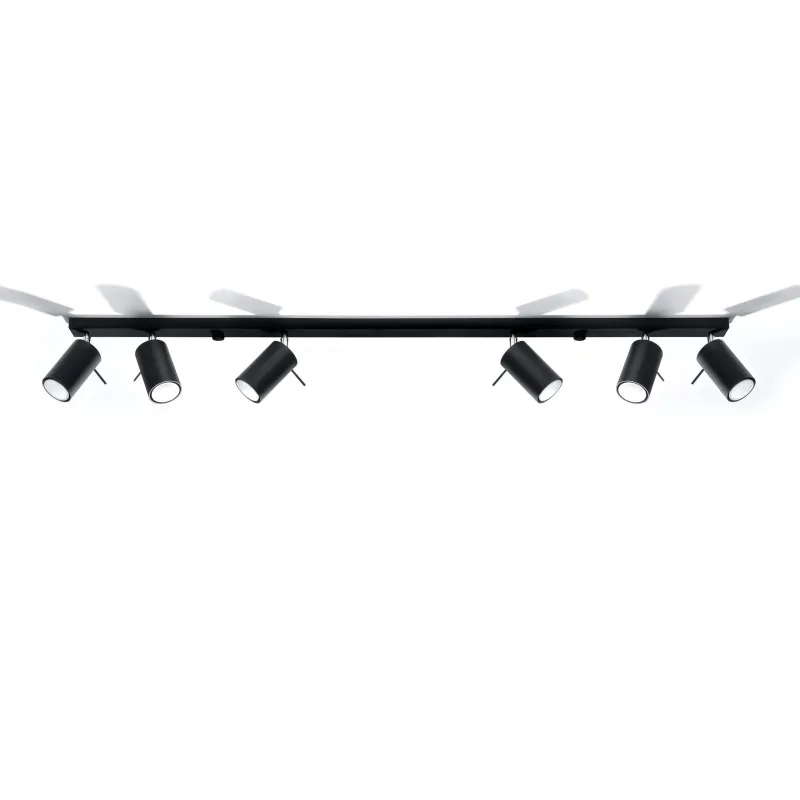 Plafonnier RING 6L, acier noir, GU10 - Pas cher