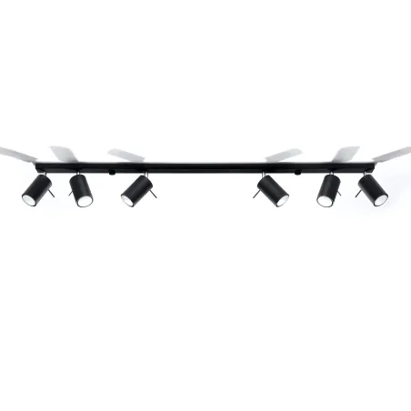 Plafonnier RING 6L, acier noir, GU10 - Pas cher