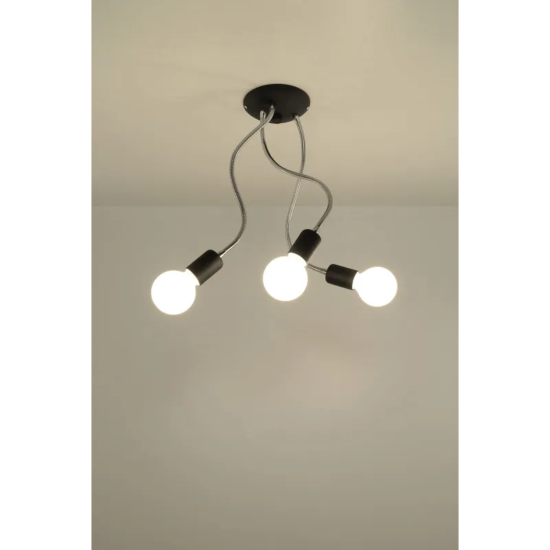 Plafonnier LARA 3, acier noir/silver, E27 - Pas cher