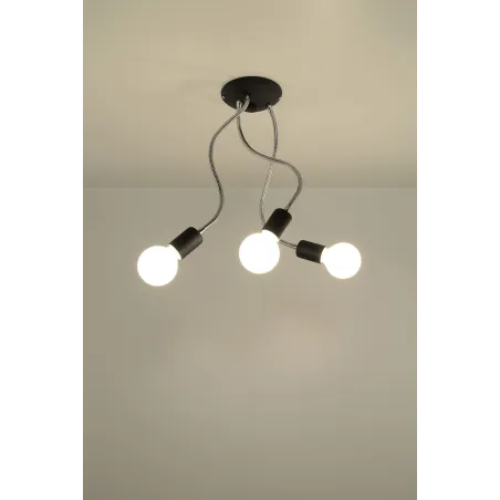 Plafonnier LARA 3, acier noir/silver, E27 - Pas cher
