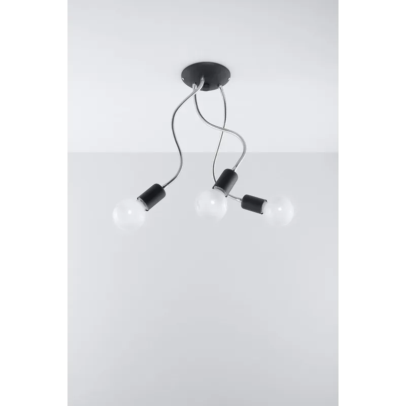 Plafonnier LARA 3, acier noir/silver, E27 - Pas cher