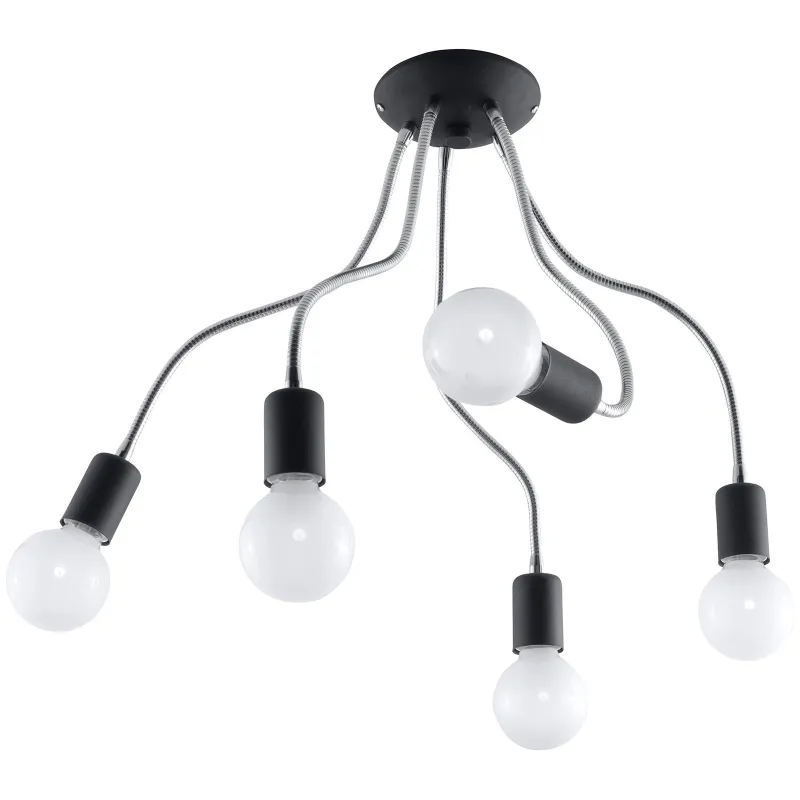 Plafonnier LARA 5, acier noir/silver, E27 - Pas cher