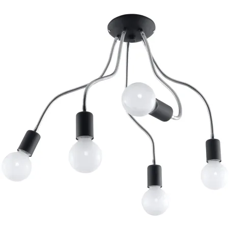 Plafonnier LARA 5, acier noir/silver, E27 - Pas cher