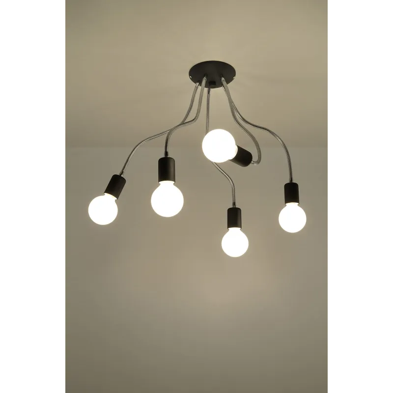 Plafonnier LARA 5, acier noir/silver, E27 - Pas cher