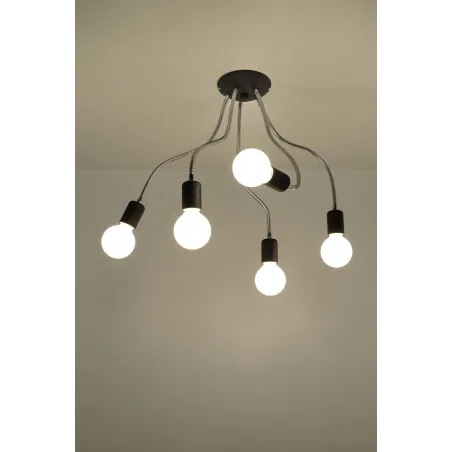 Plafonnier LARA 5, acier noir/silver, E27 - Pas cher