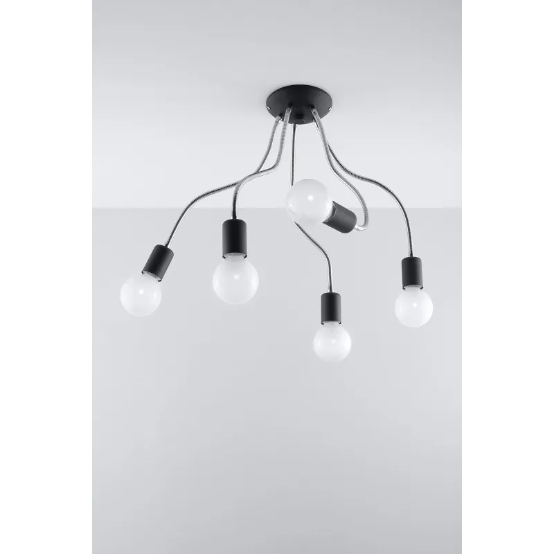 Plafonnier LARA 5, acier noir/silver, E27 - Pas cher