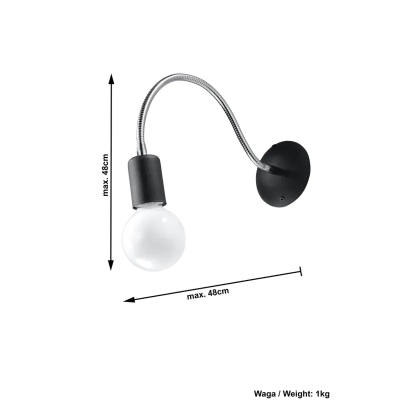 Applique LARA, acier noir/silver, E27 - Pas cher
