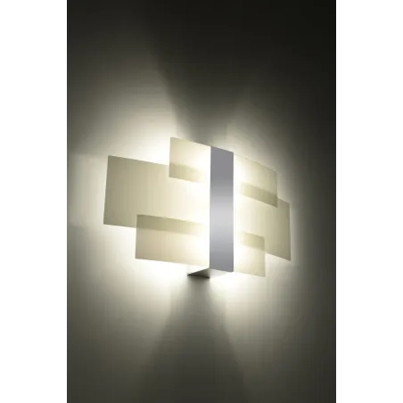 Applique CELIA, acier Inox/verre, chrome/blanc - Pas cher